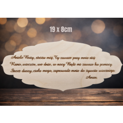 Tabliczka ozdobna 2 190x80, Aniele Boży, stróżu mój….. Amen, Amaze, sklejka 3mm
